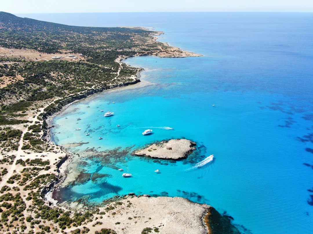 Aerial coastal landscape in Cyprus