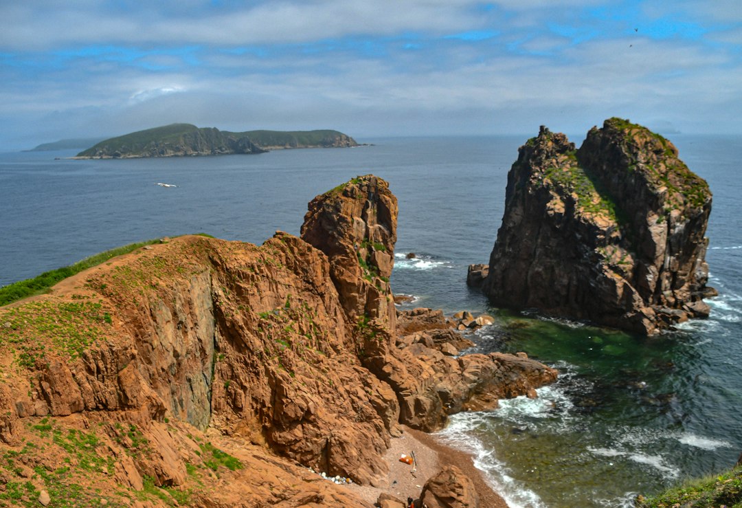 Rocky island coast representing the Kuril Islands dispute between Russia and Japan