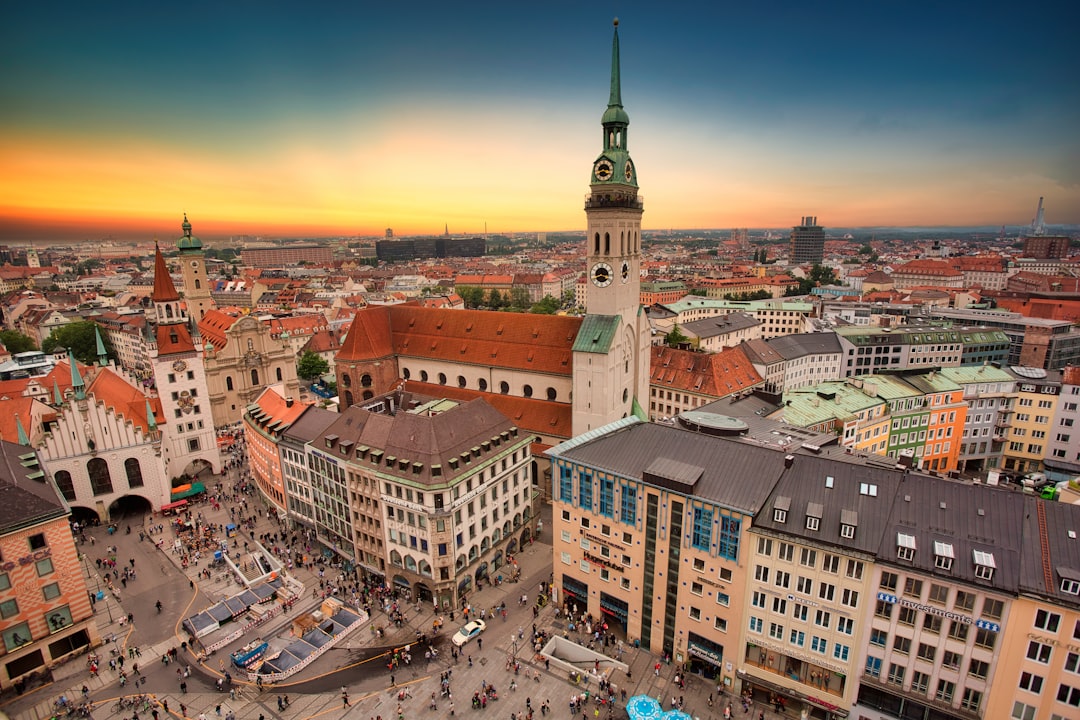 Aerial view of Munich in Bavaria, Germany