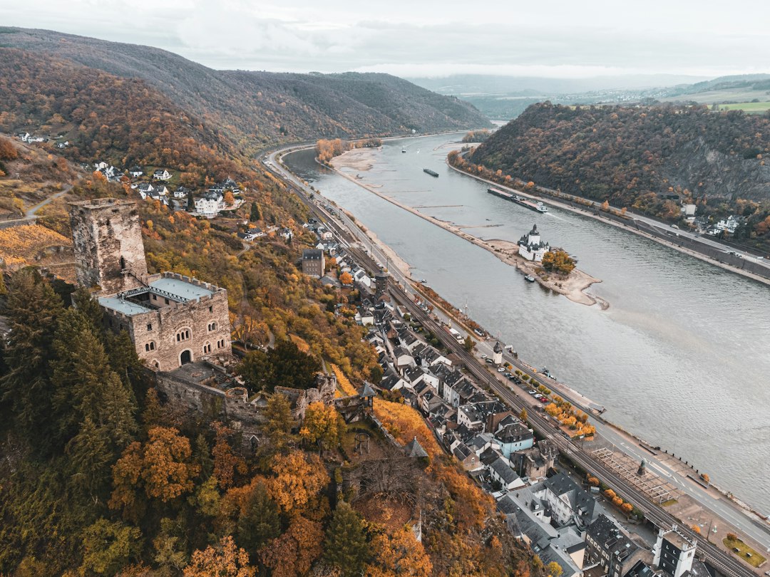 Aerial view of the Rhine valley in Germany