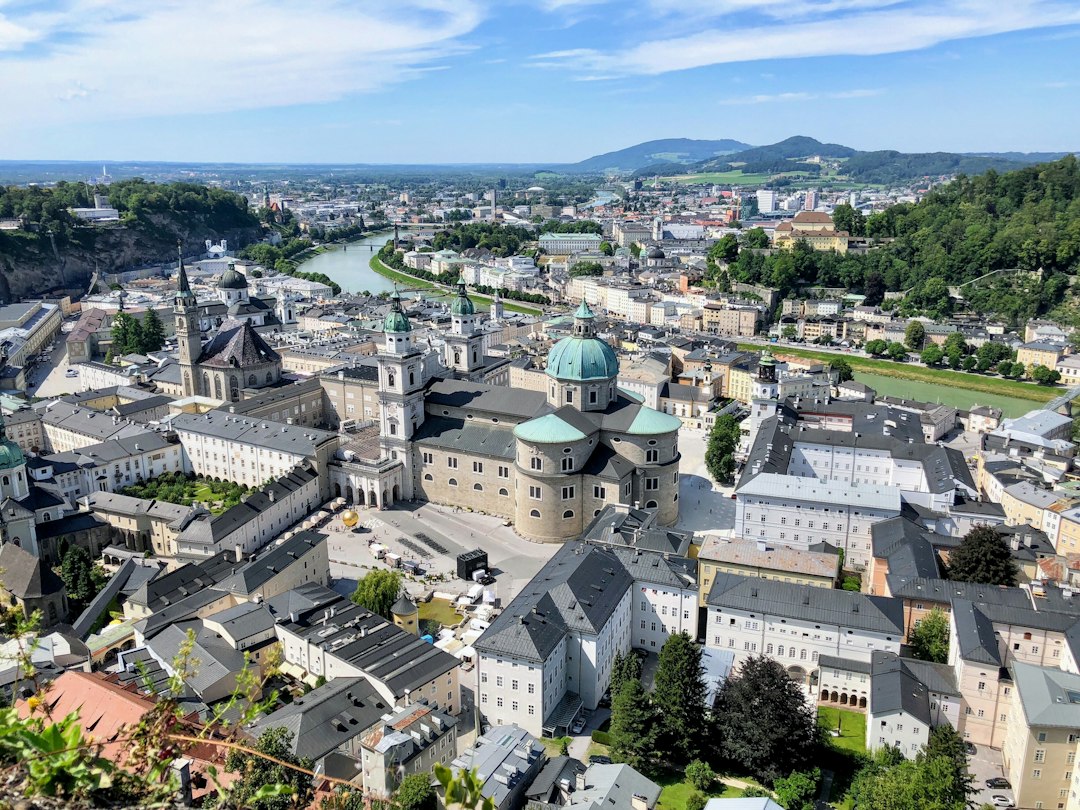 Aerial landscape near Salzburg, Austria