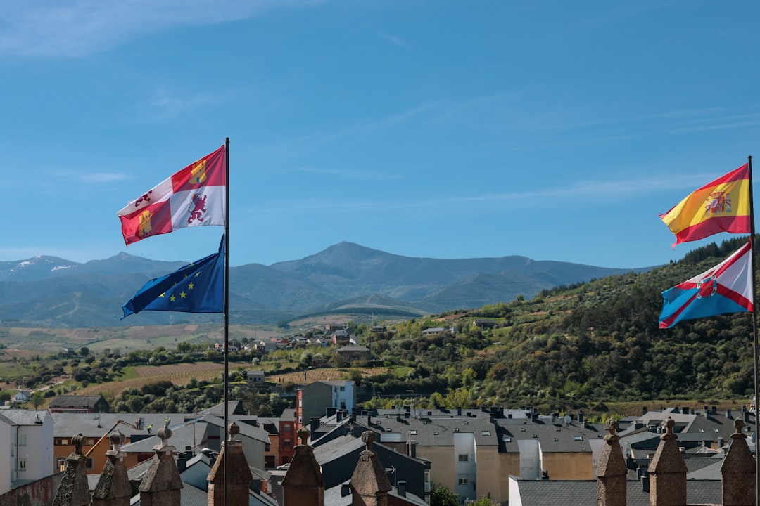 European flags representing Spain's role in NATO and European alliances